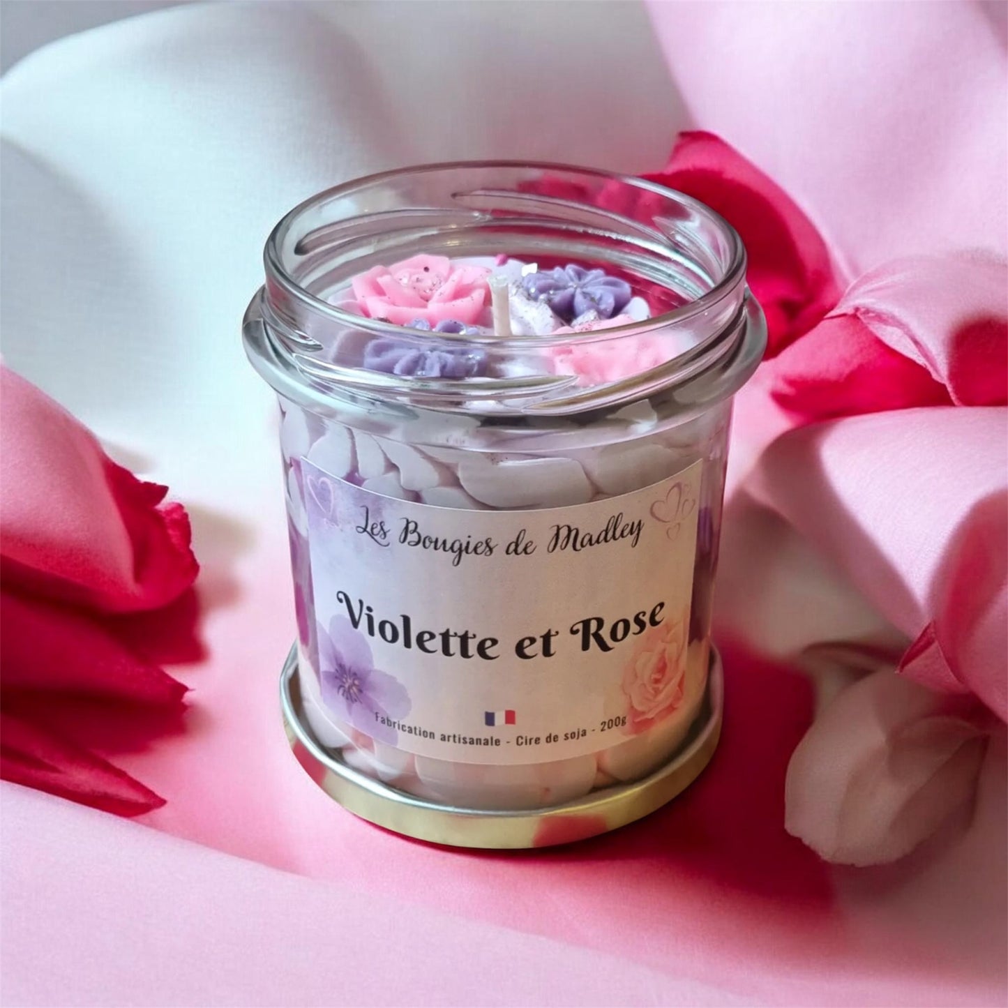 Bougie violette et rose
