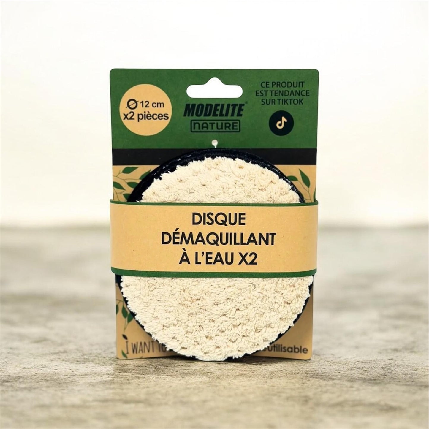 Lot de 2 disques démaquillants lavables et réutilisables - 12CM