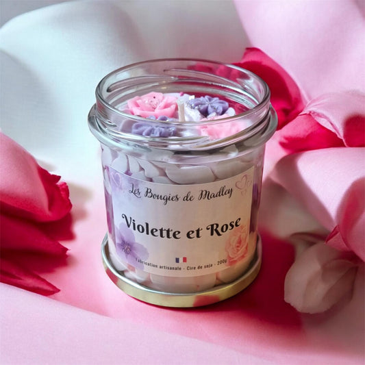 Bougie violette et rose