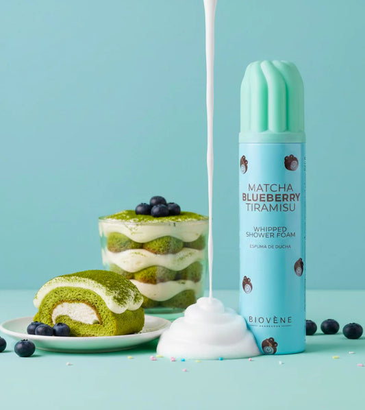 Mousse de douche (matcha myrtille tiramisu)
