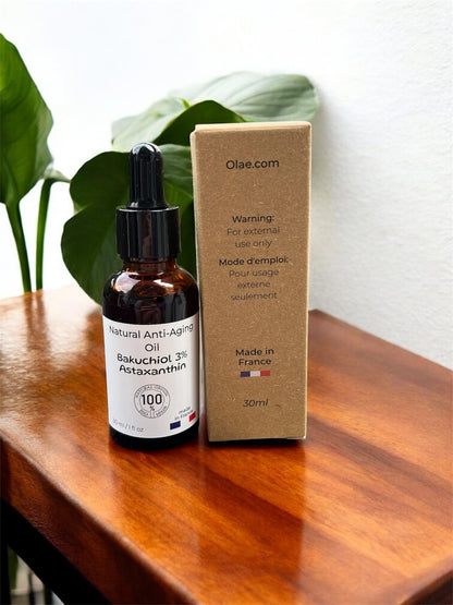 Huile anti-âge 3 % Bakuchiol-Squalane + Astaxanthine